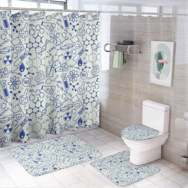 Geometry Chemistry Theme on a shower curtain