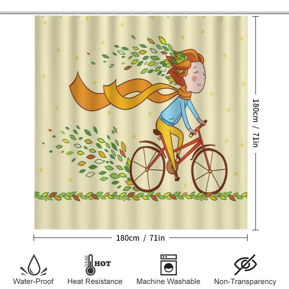 Girl Bike Autumn Leaves — Detail 2