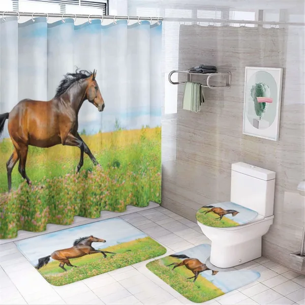 Horse Rural Flowers on a shower curtain