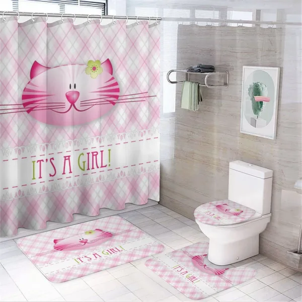 It's a Girl Reveal on a shower curtain