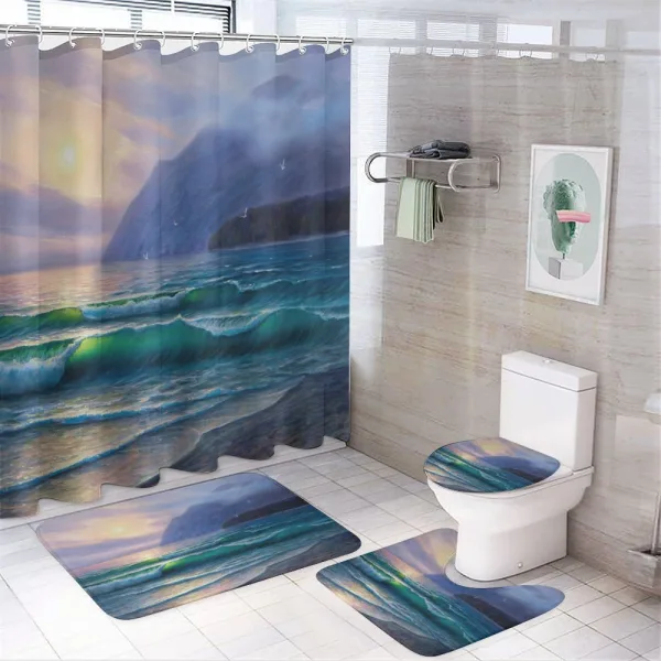 Ocean Morning Mountain on a shower curtain