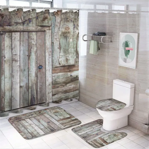 Old Barn Door Cottage on a shower curtain