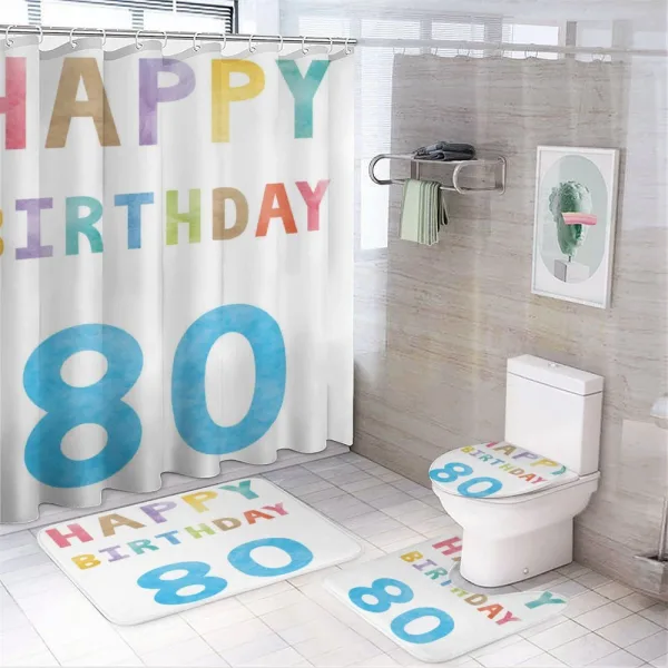 Old Retro Birthday on a shower curtain