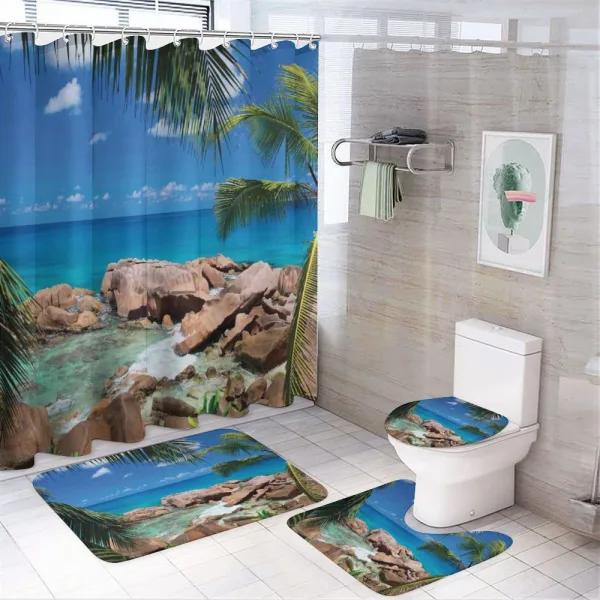Palm Tree Coastline on a shower curtain