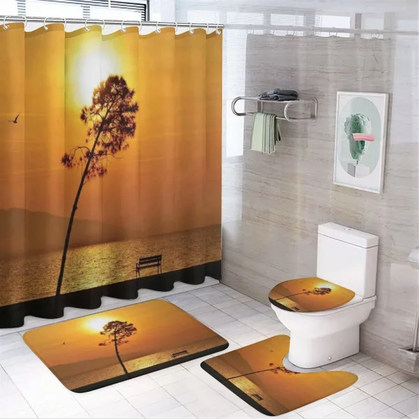Romantic Sunset Twilight on a shower curtain