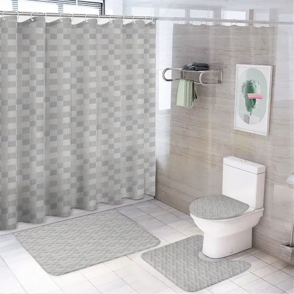 Squares with Wavy Lines on a shower curtain