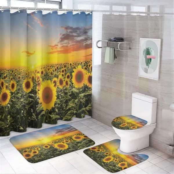 Sunflowers Field Dusk on a shower curtain