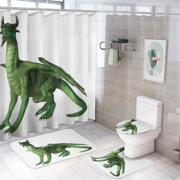 Ugly Standing Dragon on a shower curtain