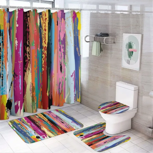 Vibrant Rainbow Design on a shower curtain