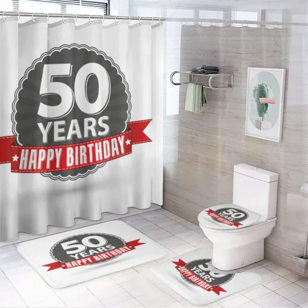 50th Birthday Retro on a shower curtain