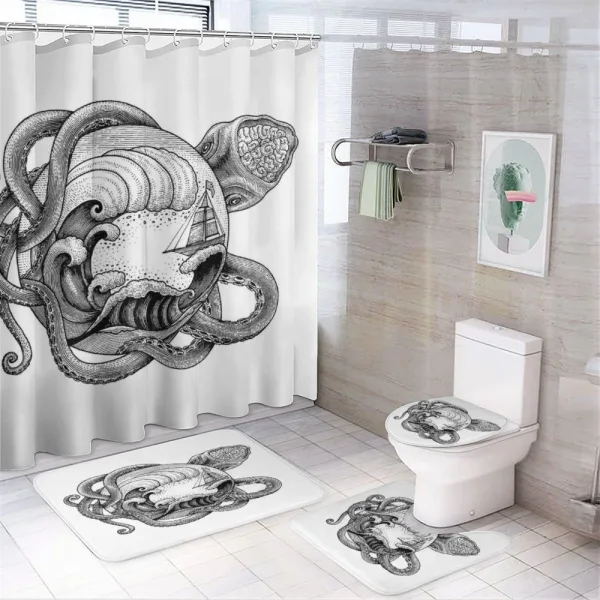 Abstract Octopus on a shower curtain