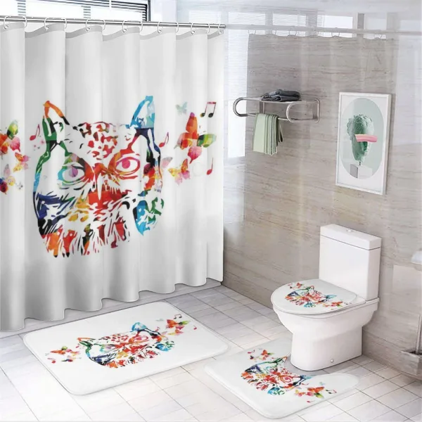 Abstract Wild Birds Owl on a shower curtain