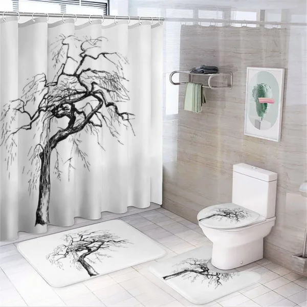 Autumn Tree Dry Branches on a shower curtain