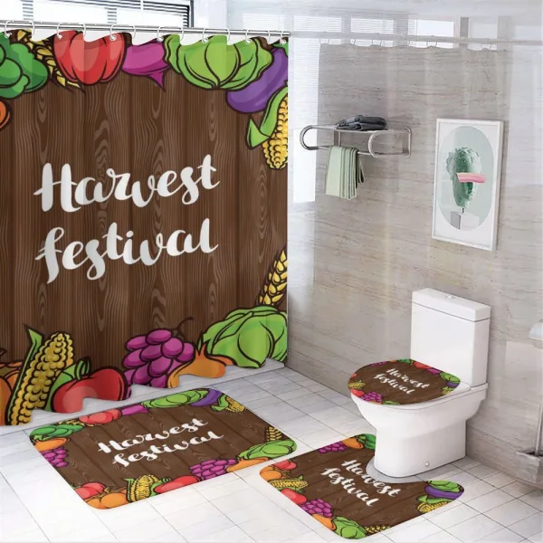 Cartoon Colorful Food on a shower curtain