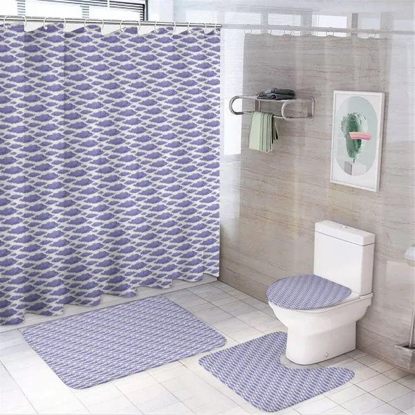 Cartoon Curly Clouds on a shower curtain