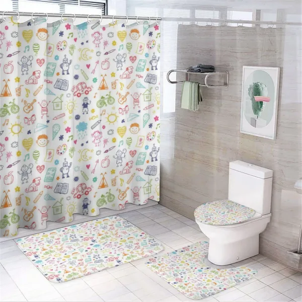 Childlike Drawing on a shower curtain