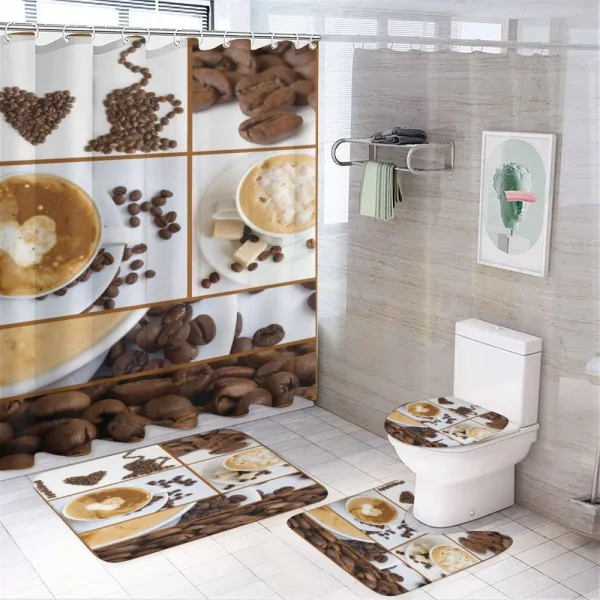 Coffee Mugs Hot Foamy on a shower curtain