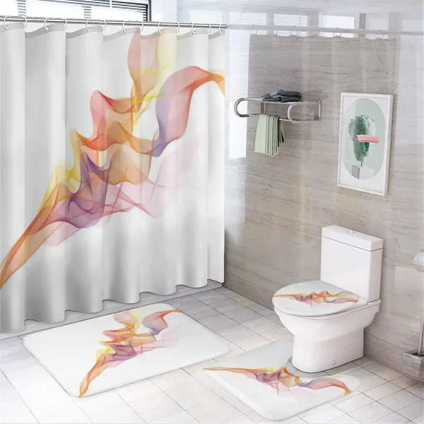 Colorful Abstract Lines Waves on a shower curtain