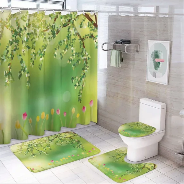Colorful Tulips Tree on a shower curtain