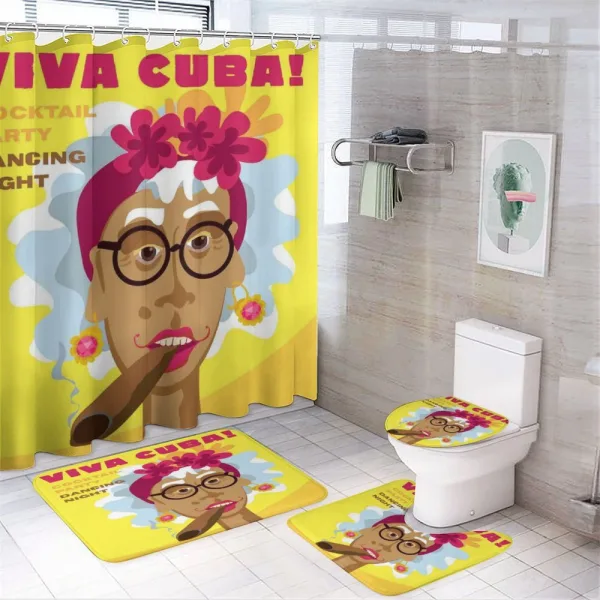 Cuban Woman Caricature Art on a shower curtain
