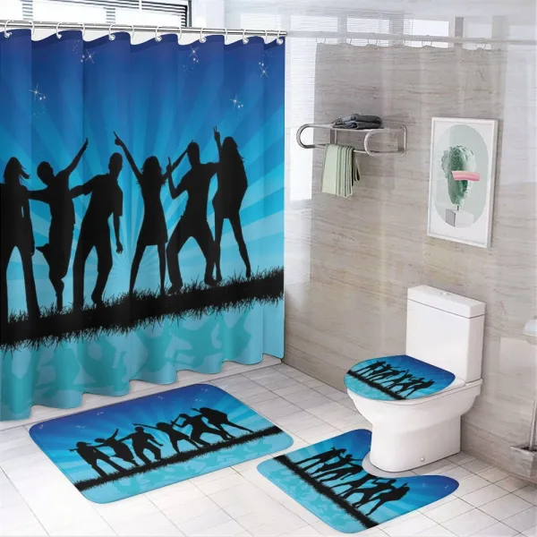 Dancing Crowd Sunrays on a shower curtain