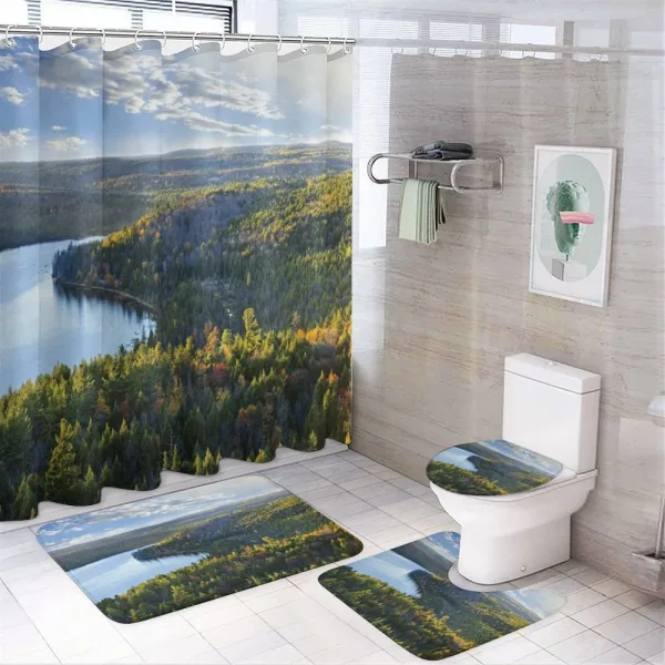 Fall Forest Panoramic on a shower curtain