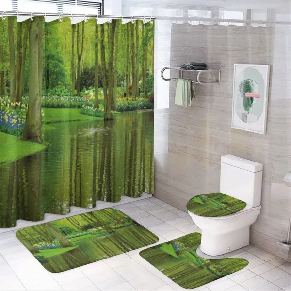 Forest with Lake Botany on a shower curtain
