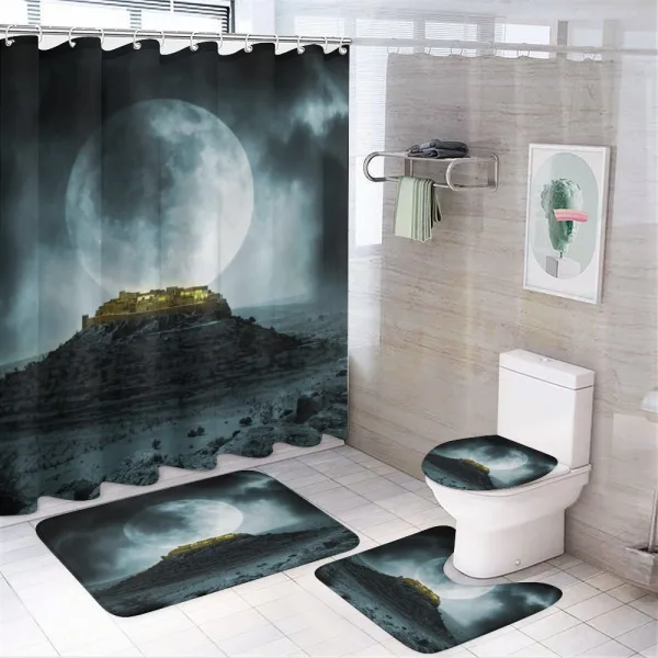 Full Moon and Castle on a shower curtain