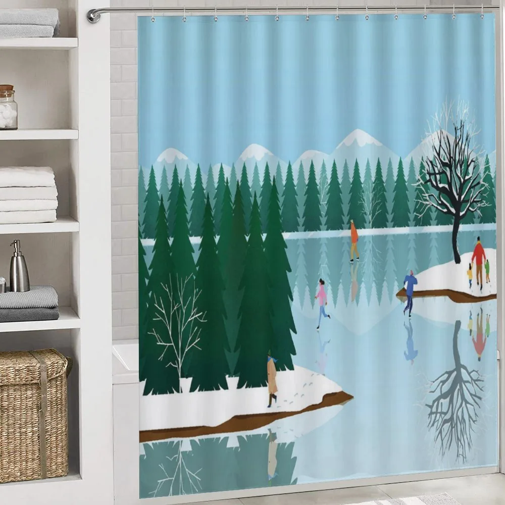 Ice Skating Frozen Lake Art — Detail 4