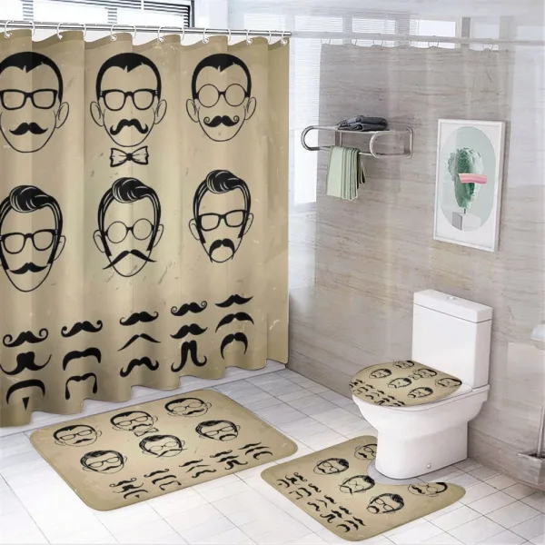 Male Face Moustache Hair on a shower curtain