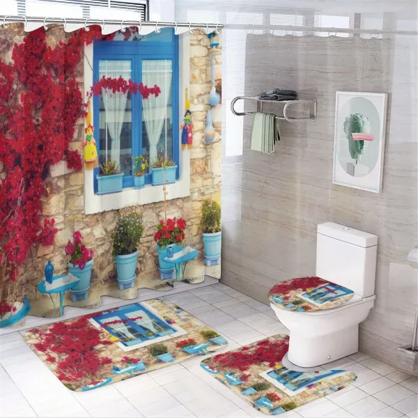 Mediterranean House on a shower curtain