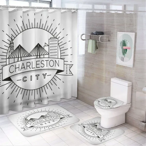 Minimal City Skyline on a shower curtain
