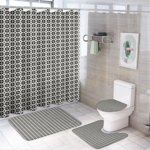 Monochrome Abstract Squares on a shower curtain