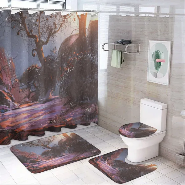 Mystery Forest Artwork on a shower curtain