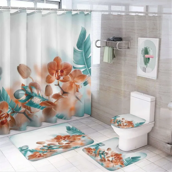 Orchids Blossoms Floral on a shower curtain