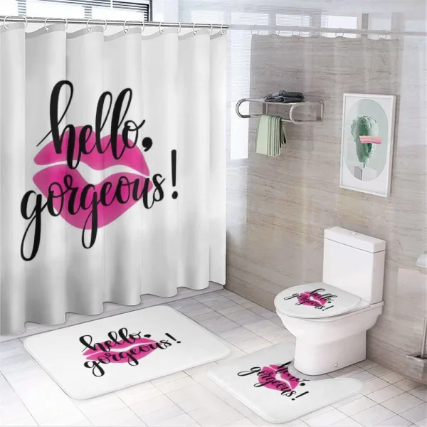 Pink Lipstick on a shower curtain