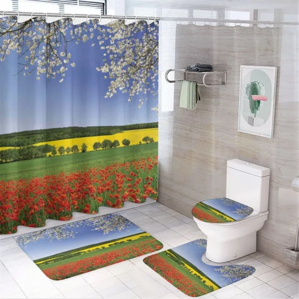 Poppy Field Landscape on a shower curtain
