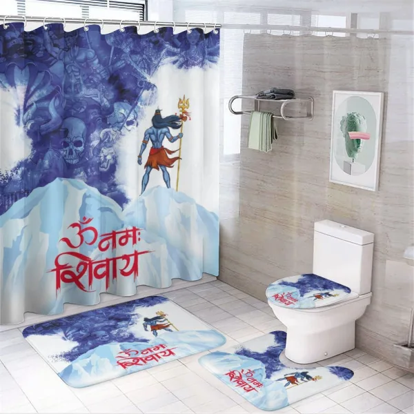 Powerful Man on Mountain on a shower curtain