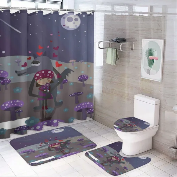 Red Riding Hood and Wolf on a shower curtain