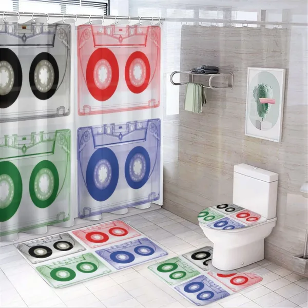 Retro Audio Cassette on a shower curtain