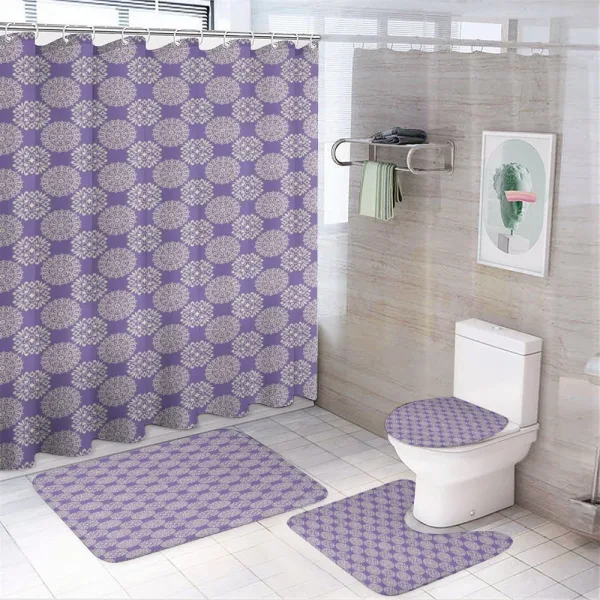 Round Ornamental Tiles on a shower curtain