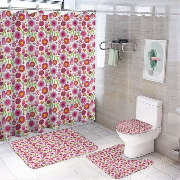 Sixties Peaces on a shower curtain