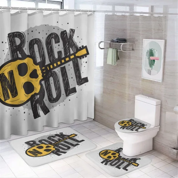 Skull Shaped Guitar on a shower curtain