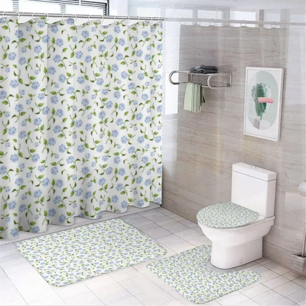 Watercolor Blue Hydrangea on a shower curtain