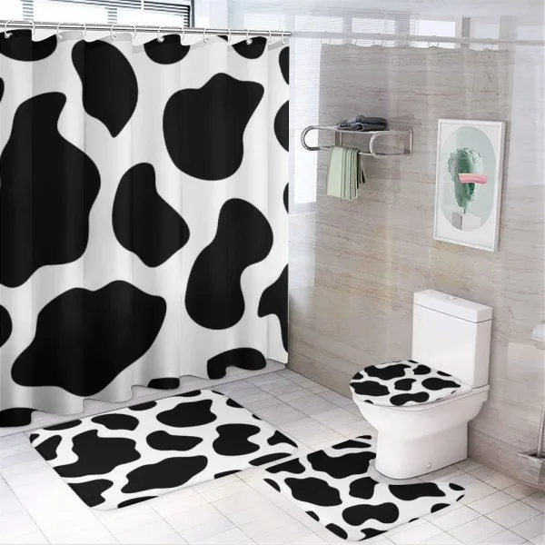 White Cow Hide Barn on a shower curtain