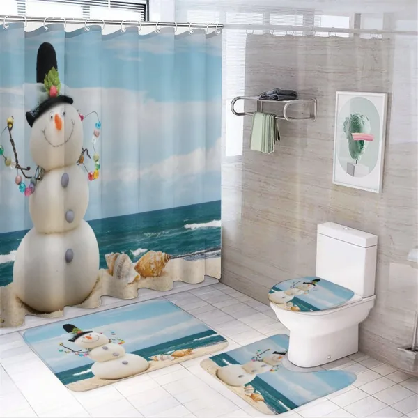 Winter Vacation Coastal on a shower curtain