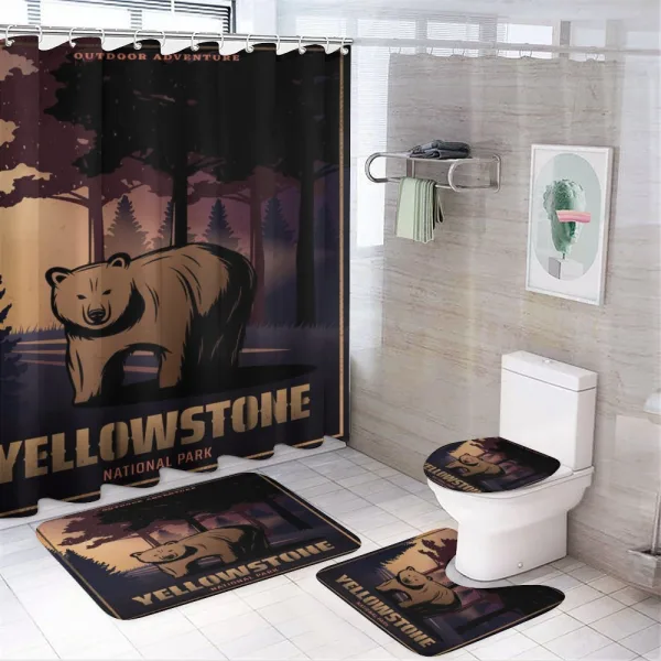 Bear at Yellowstone Forest on a shower curtain