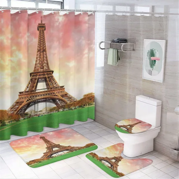 European Landmark on a shower curtain