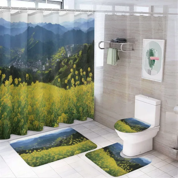 Flower Mountains on a shower curtain