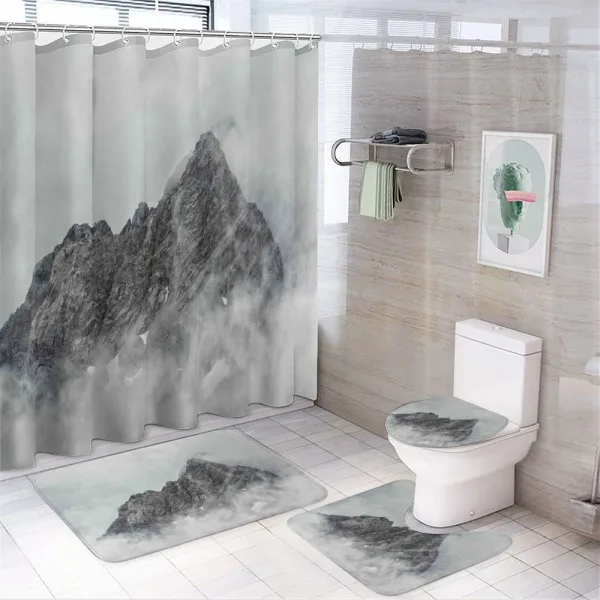 Foggy Mountain Peak on a shower curtain
